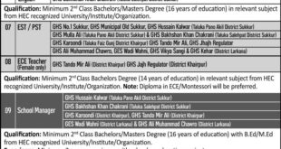 Government School Project (Manage by IBA University) Job Vacancies